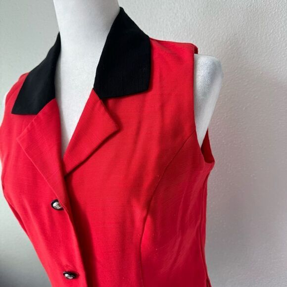 Vintage Betsy Lauren Blouse Red Black Tunic 10 - Picture 3 of 11